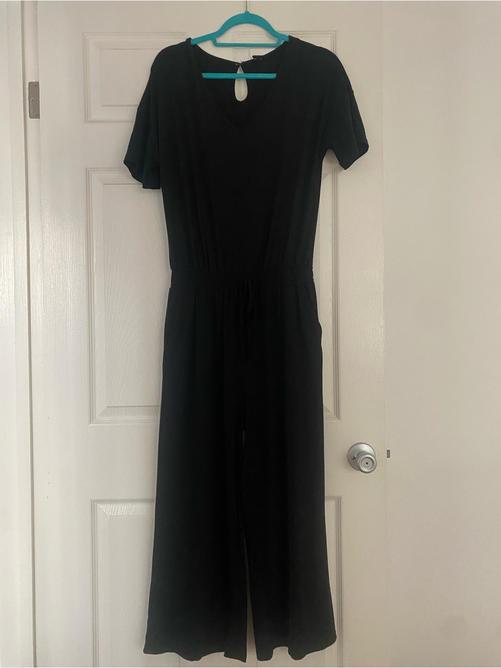 Classic Black Short-Sleeve Ankle Jumpsuit